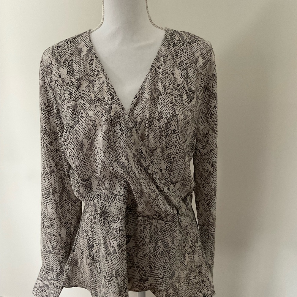 Ann Taylor blouse, NWT, Size 12, faux wrap, long sleeve.